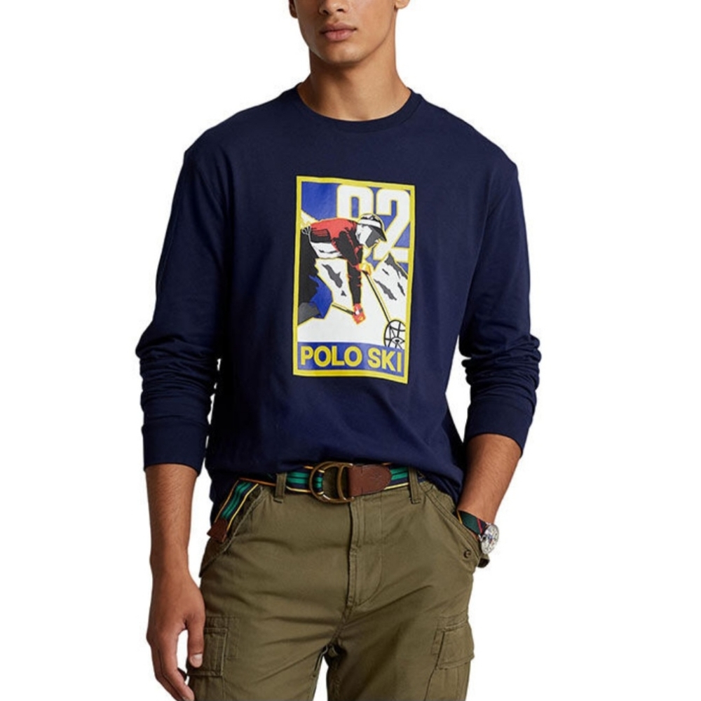 SOLD!!! Polo Ralph Lauren Men's Ski 92 Long Sleeve T-Shirt - Navy  - LARGE - NWT
